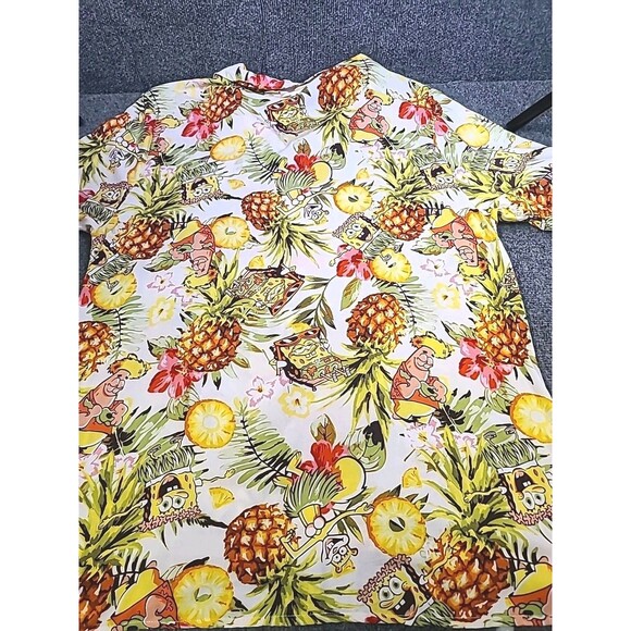 Spongebob Squarepants Hawaiian Shirt Mens X-LARGE Short Sleeve Pineapple - Picture 6 of 6